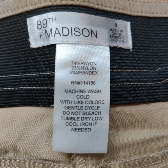 89th and Madison Women's Five Pocket Stretch Straight Pants Tan Size 8 - Picture 2 of 6